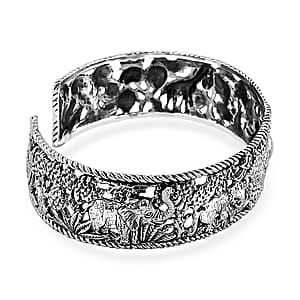 Bali Legacy Jungle Safari Cuff Bracelet in Sterling Silver (7.25 In) 32.15 Grams