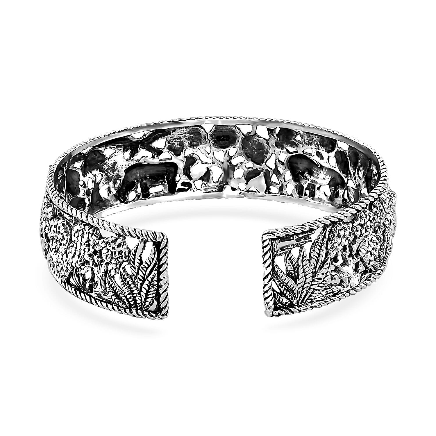 Bali Legacy Jungle Safari Cuff Bracelet in Sterling Silver (7.25 In) 32.15 Grams