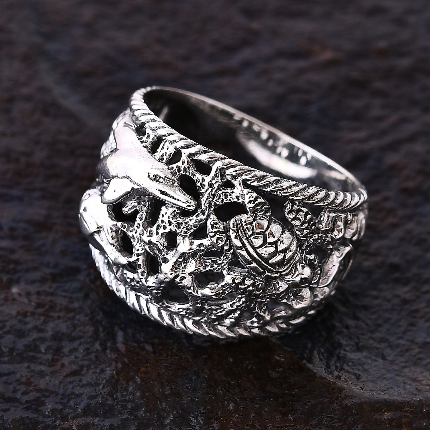 Bali Legacy Sea Safari Ring in Sterling Silver (Size 10.0) 5.15 Grams