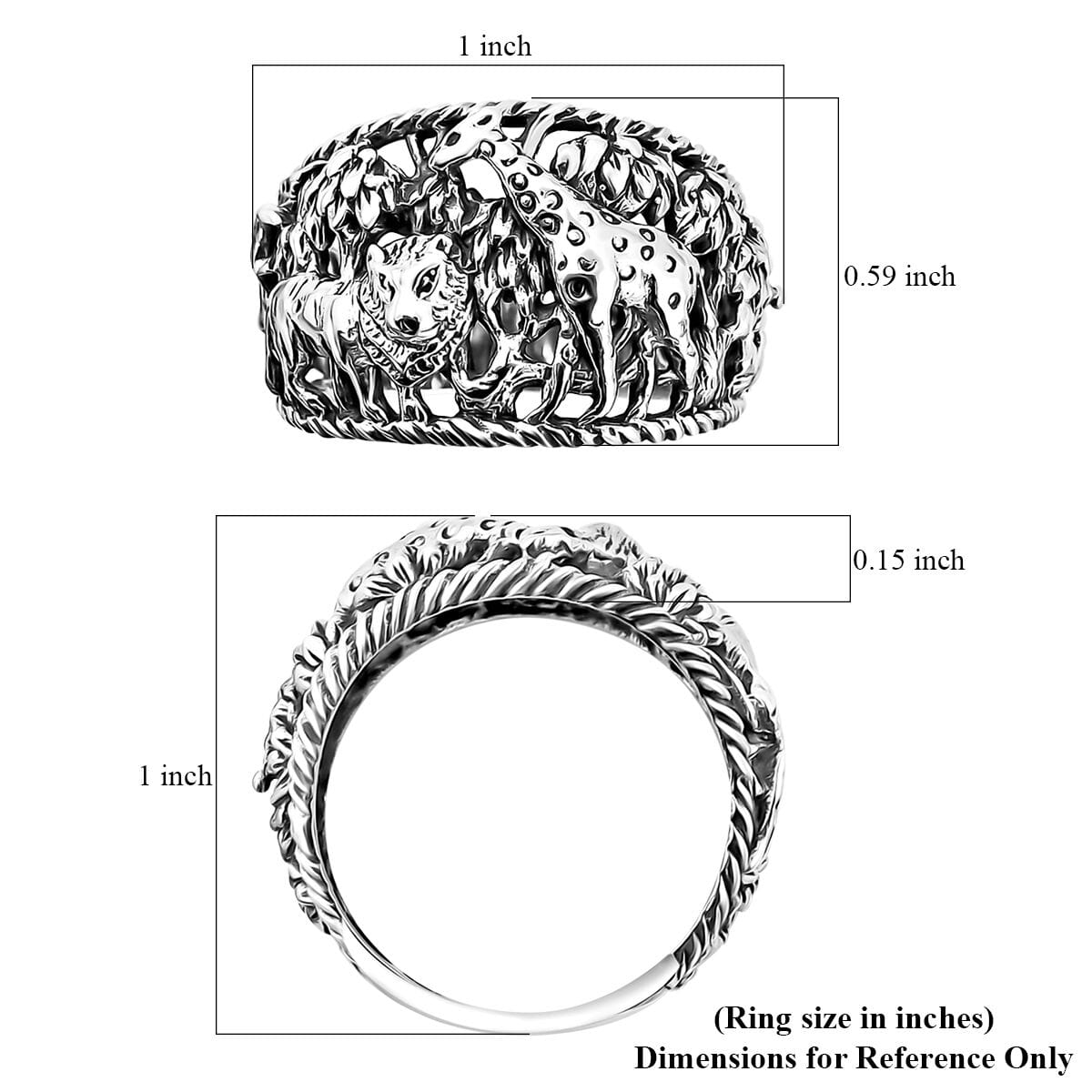 Bali Legacy Jungle Safari Ring in Sterling Silver (Size 6.0) 6.07 Grams image number 5