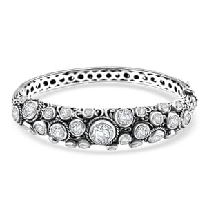 Bali Legacy Moissanite 11.20 ctw Bubbles Bangle Bracelet in Sterling Silver (6.50 In)