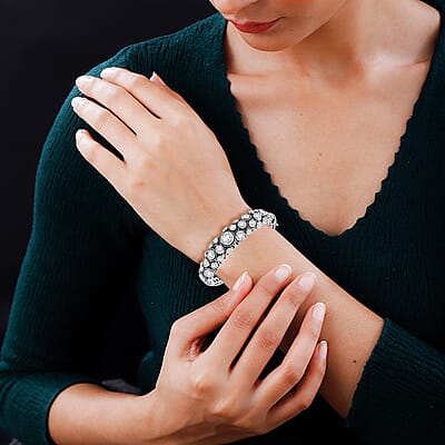 Bali Legacy Moissanite 11.20 ctw Bubbles Bangle Bracelet in Sterling Silver (6.50 In)