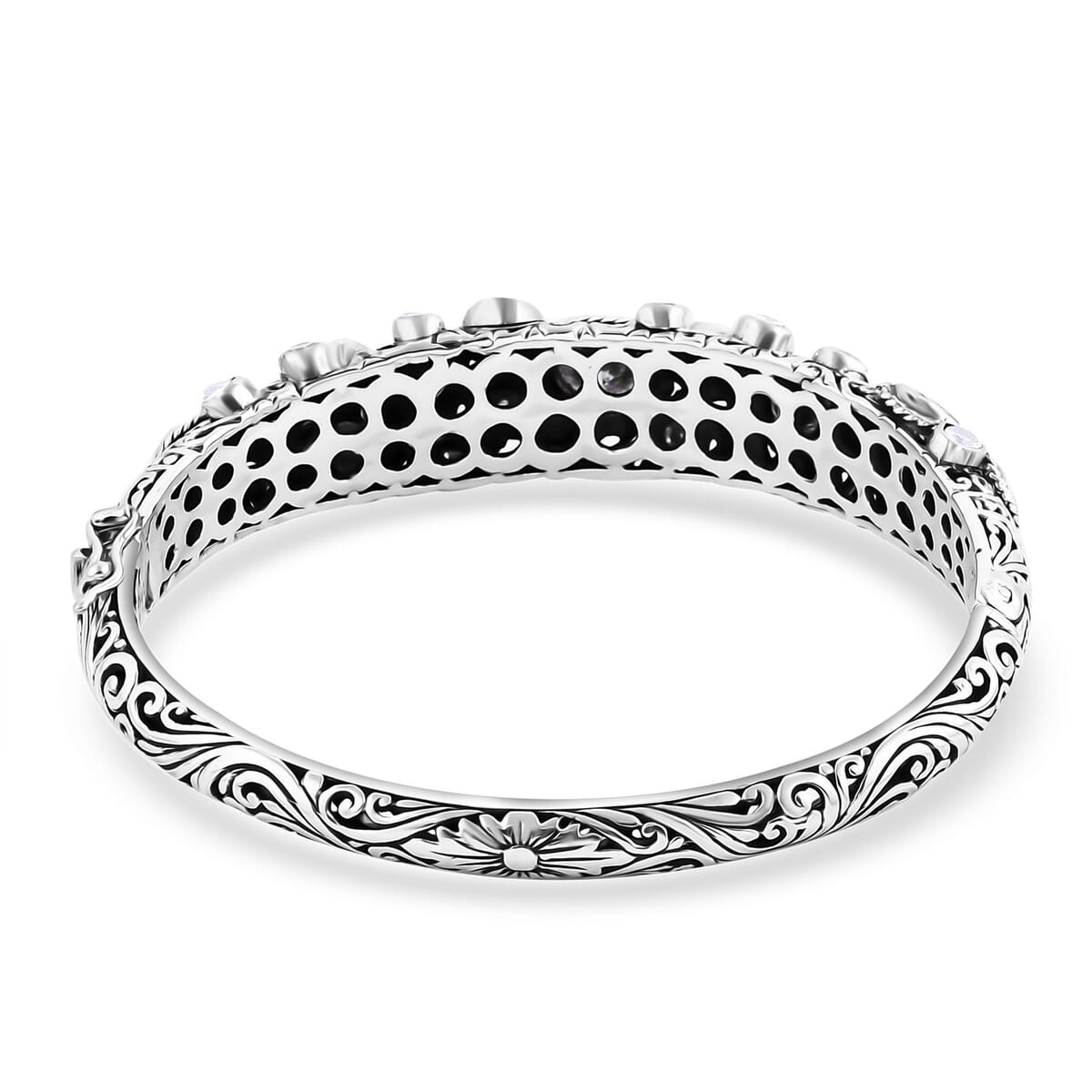 Bali Legacy Moissanite 11.20 ctw Bubbles Bangle Bracelet in Sterling Silver (6.50 In) image number 4