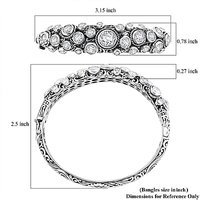 Bali Legacy Moissanite 11.20 ctw Bubbles Bangle Bracelet in Sterling Silver (6.50 In)