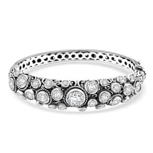 Doorbuster Bali Legacy Moissanite 10.80 ctw Bubbles Bangle Bracelet in Sterling Silver (7.25 In) 