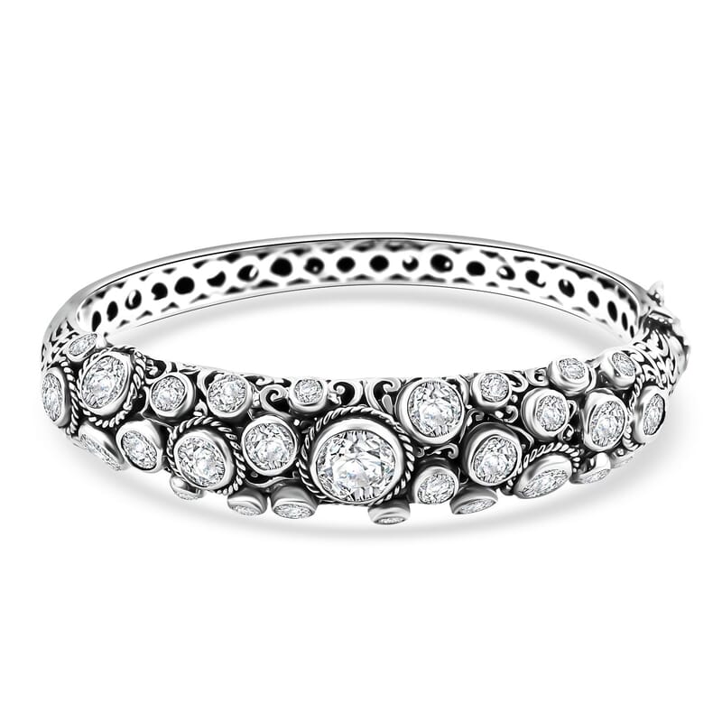 Bali Legacy Moissanite 10.80 ctw Bubbles Bangle Bracelet
