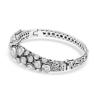Bali Legacy Moissanite 10.80 ctw Bubbles Bangle Bracelet in Sterling Silver (7.25 In)