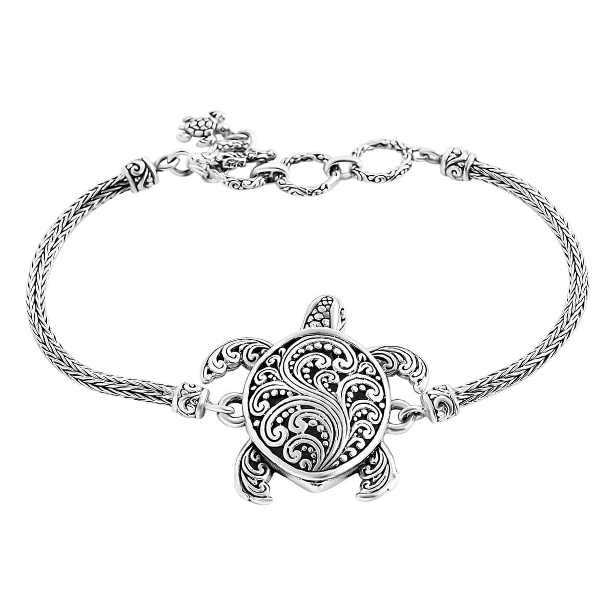 Bali Legacy Turtle Bracelet in Sterling Silver (6.50-8.0In) 14.85 Grams image number 0