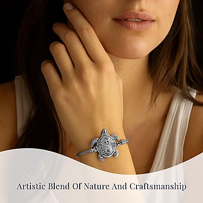 Bali Legacy Turtle Bracelet in Sterling Silver (6.50-8.0In) 14.85 Grams