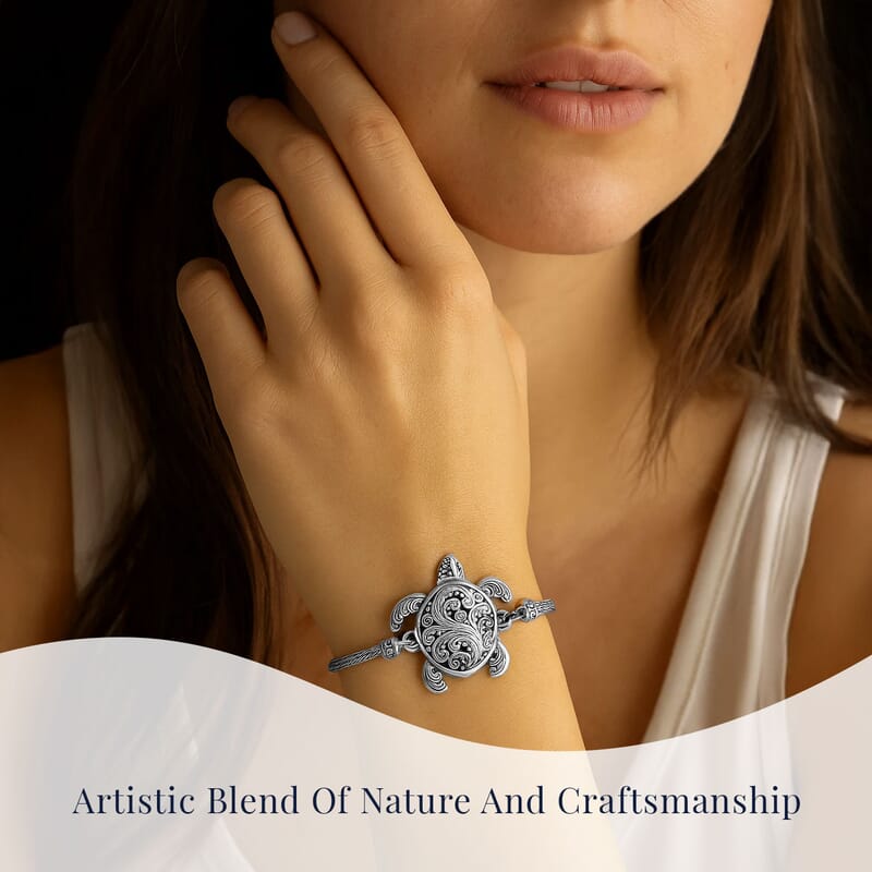 Bali Legacy Turtle Bracelet in Sterling Silver (6.50-8.0In) 14.85 Grams