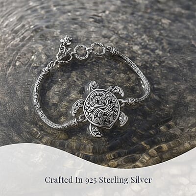 Bali Legacy Turtle Bracelet in Sterling Silver (6.50-8.0In) 14.85 Grams