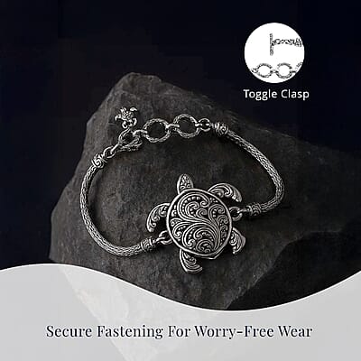 Bali Legacy Turtle Bracelet in Sterling Silver (6.50-8.0In) 14.85 Grams