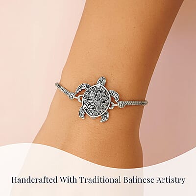 Bali Legacy Turtle Bracelet in Sterling Silver (6.50-8.0In) 14.85 Grams