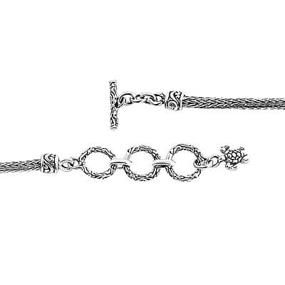 Bali Legacy Turtle Bracelet in Sterling Silver (6.50-8.0In) 14.85 Grams