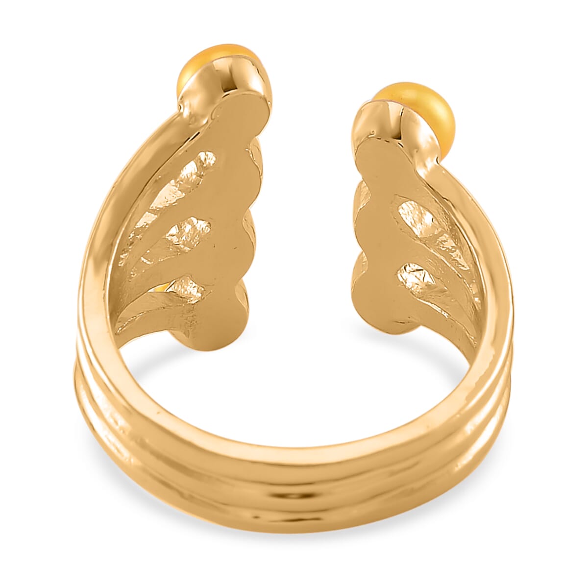 Golden Freshwater Pearl Open Band Ring in Goldtone (Size 8.0) image number 3