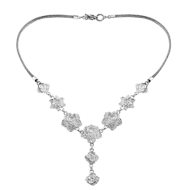 Bali Legacy Sterling Silver Floral Necklace 20 Inches 31.80 Grams