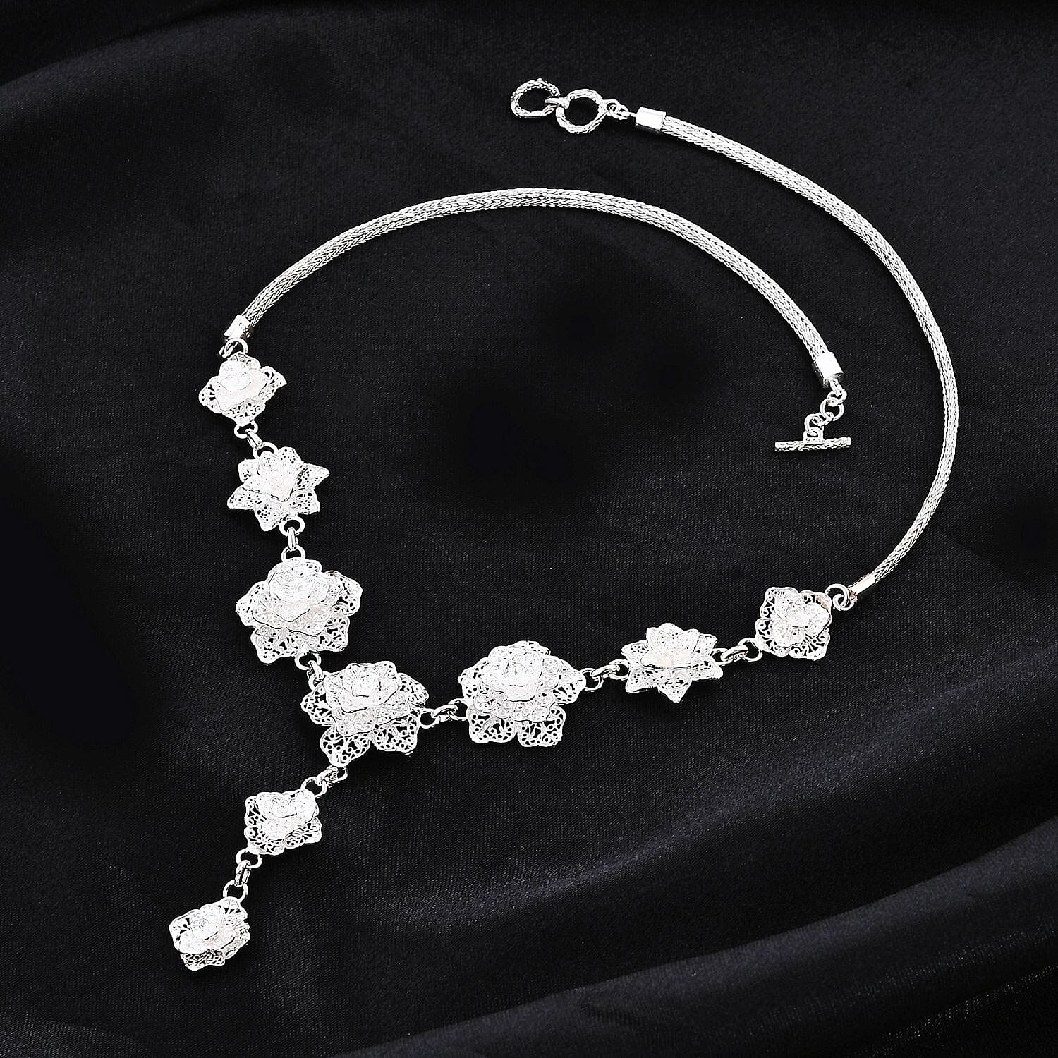 Bali Legacy Sterling Silver Floral Necklace 20 Inches 31.80 Grams