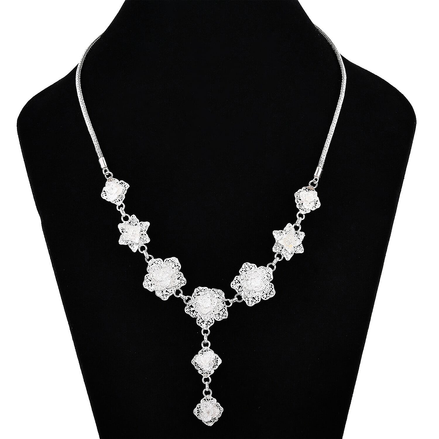 Bali Legacy Sterling Silver Floral Necklace 20 Inches 31.80 Grams