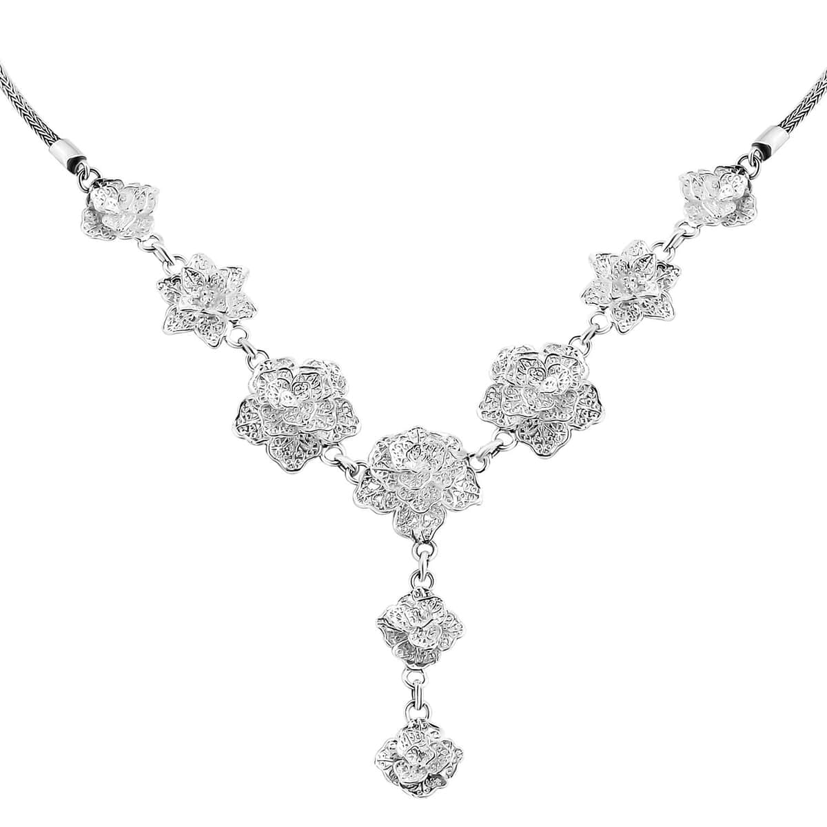 Bali Legacy Sterling Silver Floral Necklace 20 Inches 31.80 Grams image number 3