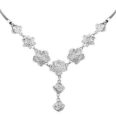 Bali Legacy Sterling Silver Floral Necklace 20 Inches 31.80 Grams