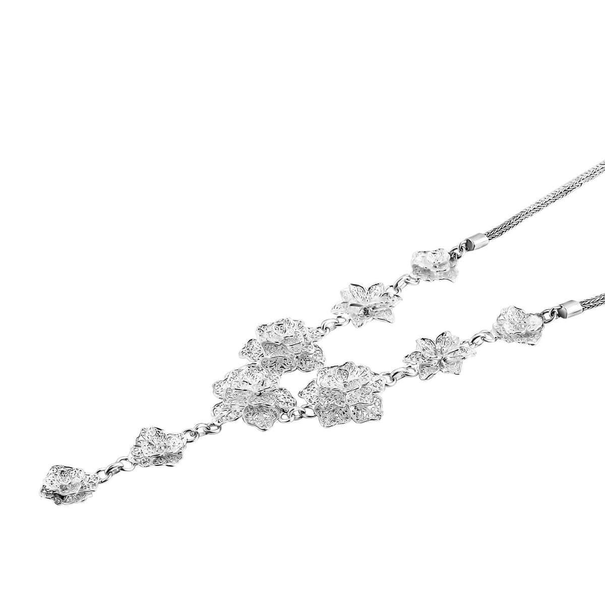 Bali Legacy Sterling Silver Floral Necklace 20 Inches 31.80 Grams image number 4