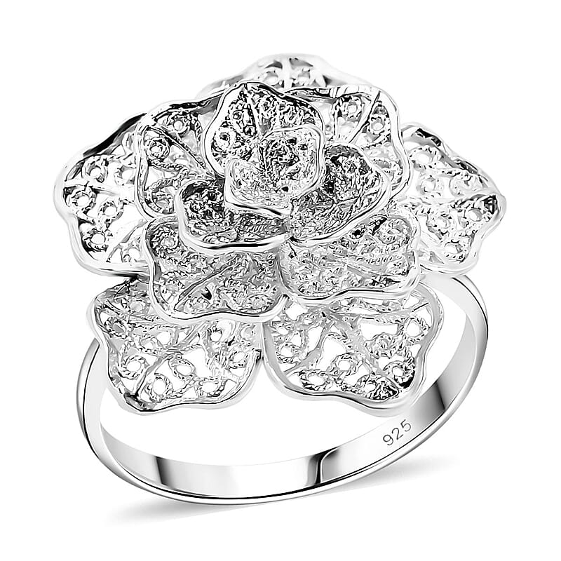 Bali Legacy Floral Ring in Sterling Silver (Size 10.0) 5.10 Grams