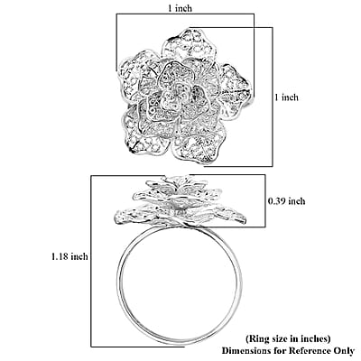 Bali Legacy Floral Ring in Sterling Silver (Size 10.0) 5.10 Grams