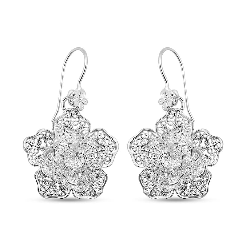 Bali Legacy Sterling Silver Floral Earrings 6.60 Grams