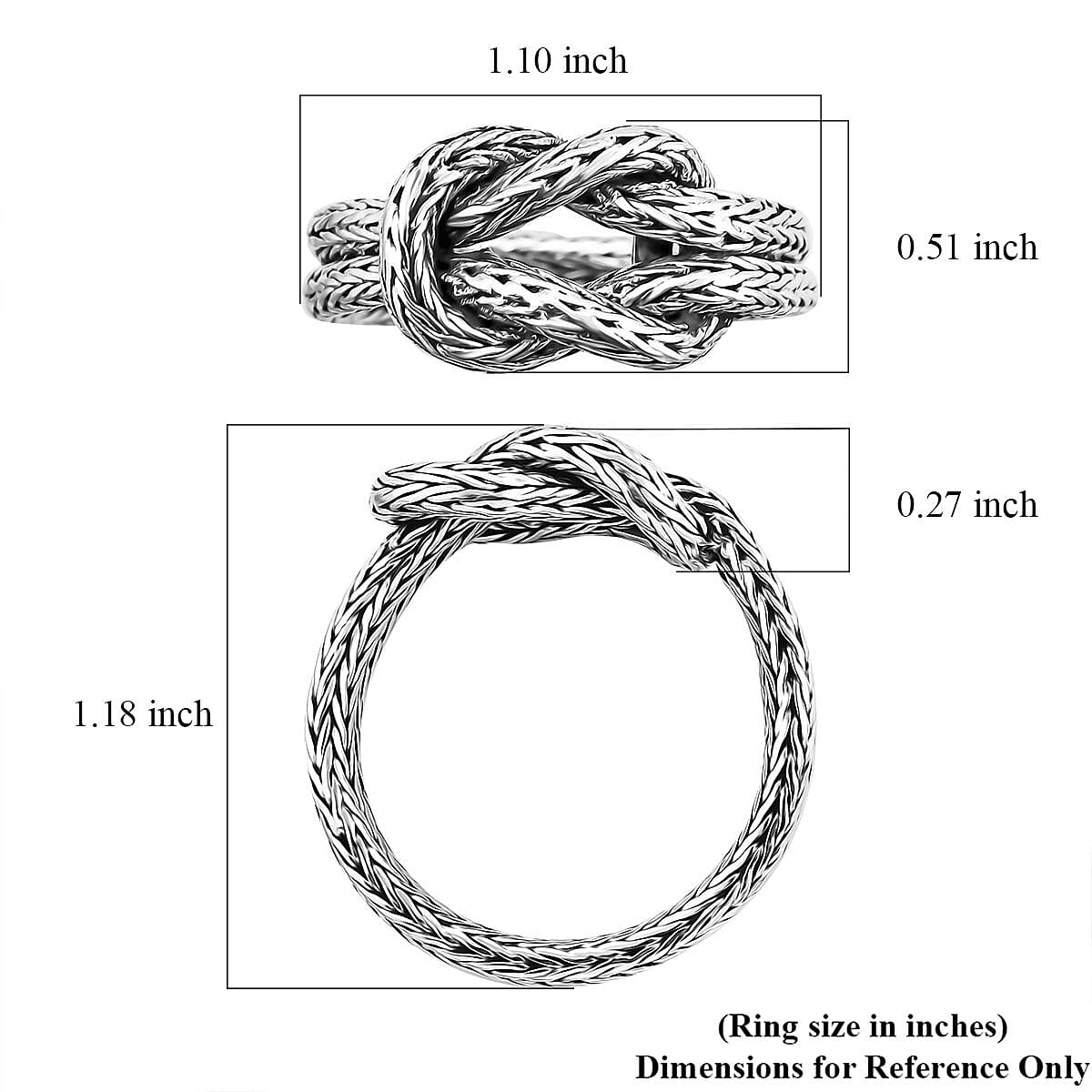 Bali Legacy Tulang Naga Knot Ring in Sterling Silver (Size 9.0) 6.25 Grams image number 5