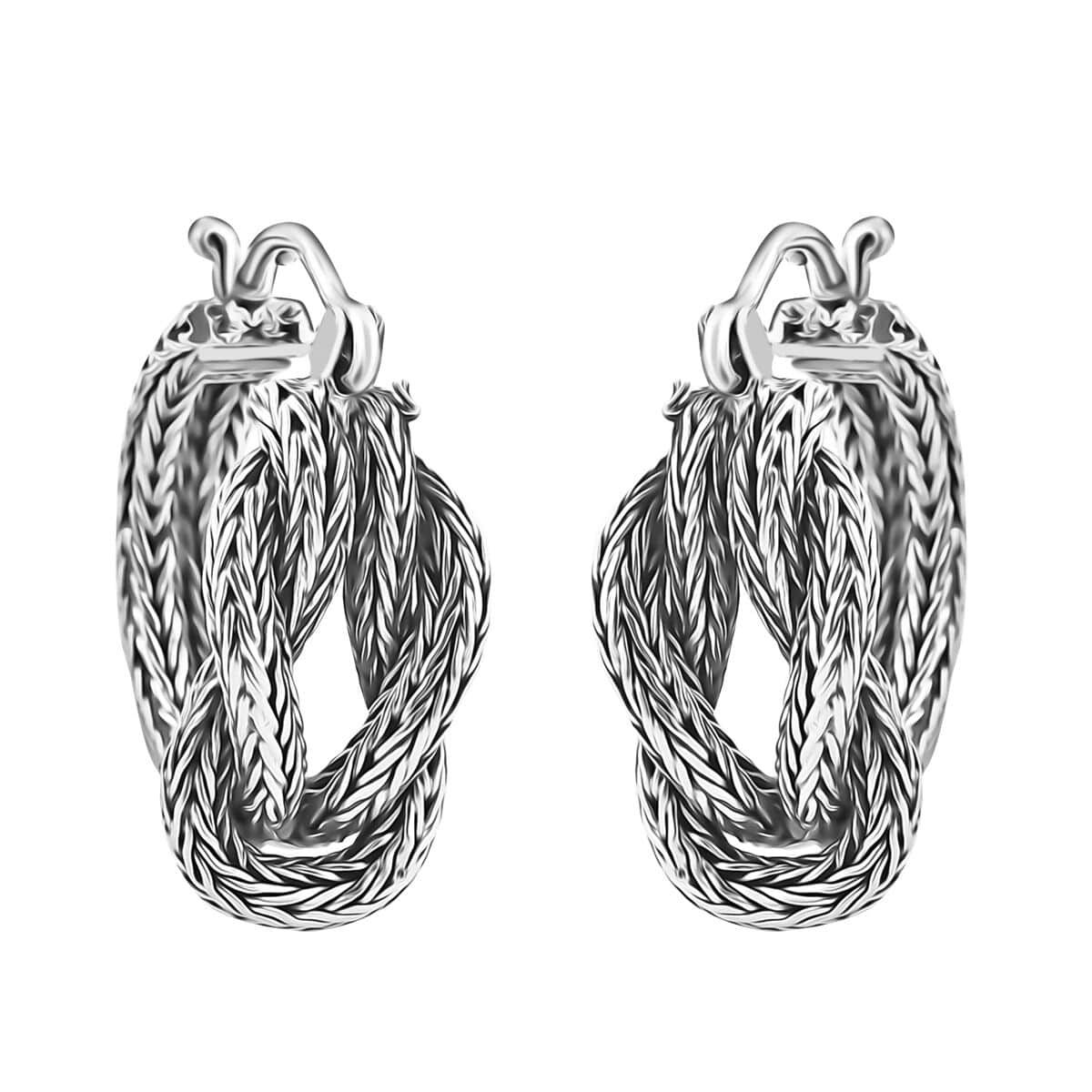 Bali Legacy Tulang Naga Knot Earrings in Sterling Silver 11.50 Grams image number 0