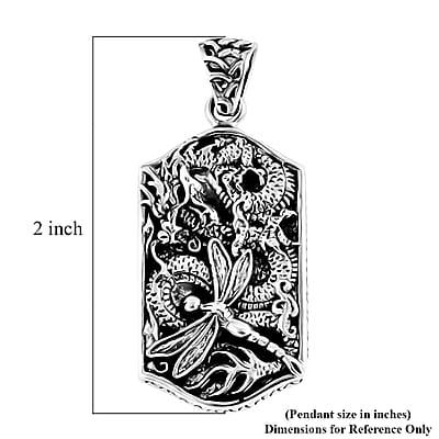 Bali Legacy Sterling Silver Men's Dog Tag Dragonfly Pendant without Chain (14.10 g)