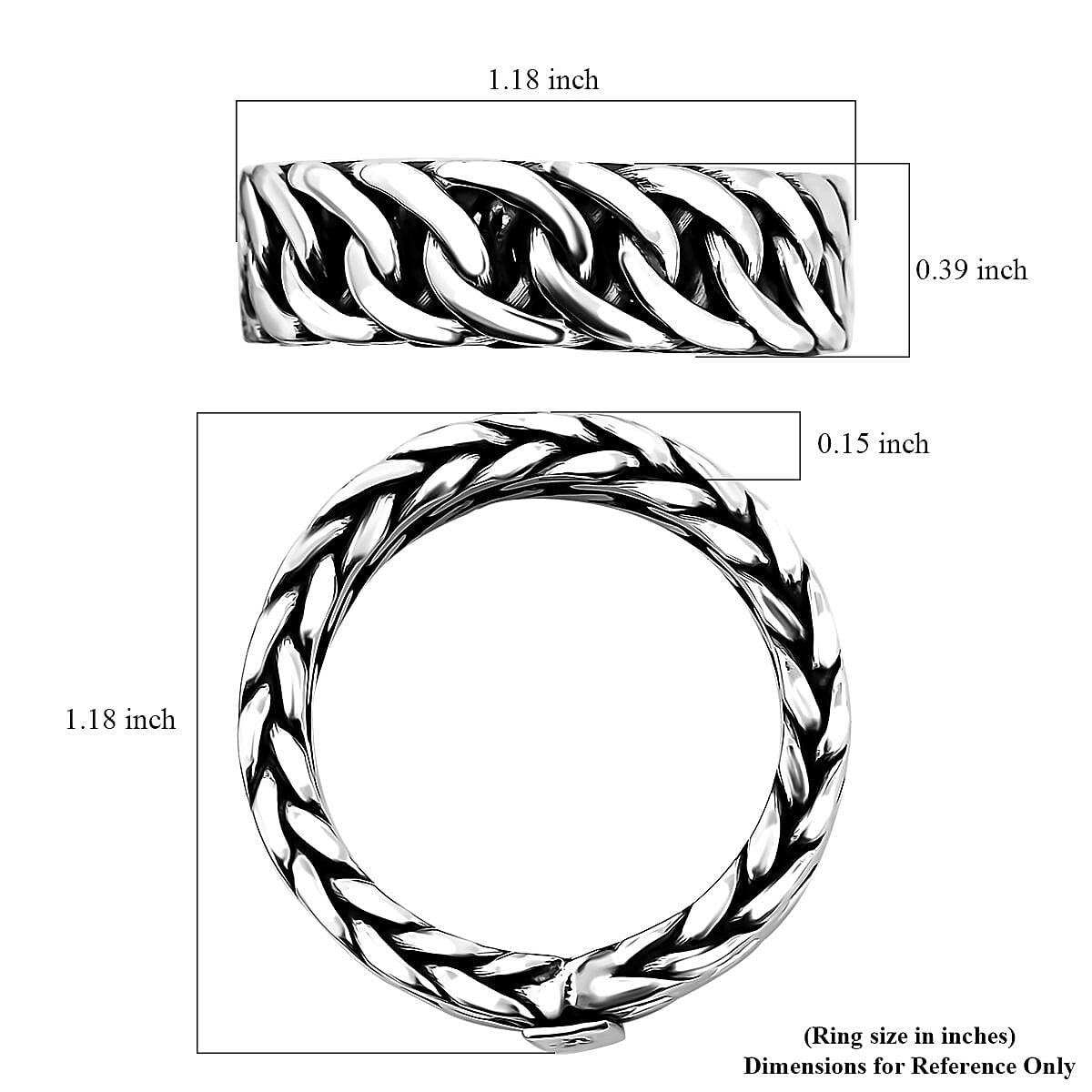 Bali Legacy Curb Ring in Sterling Silver (Size 11.0) 14.50 Grams image number 5