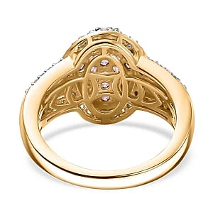Pink Sapphire and White Zircon 2.10 ctw Ring in 18K Vermeil Yellow Gold Over Sterling Silver (Size 11.5)