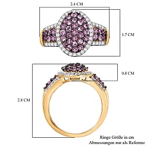 Pink Sapphire and White Zircon 2.10 ctw Ring in 18K Vermeil Yellow Gold Over Sterling Silver (Size 11.5)