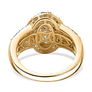 Tsavorite Garnet and White Zircon 2.10 ctw Ring in 18K Vermeil Yellow Gold Over Sterling Silver (Size 10.0)