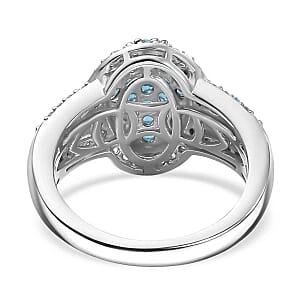 Neon Apatite and White Zircon 2.10 ctw Ring in Rhodium Over Sterling Silver (Size 10.0)