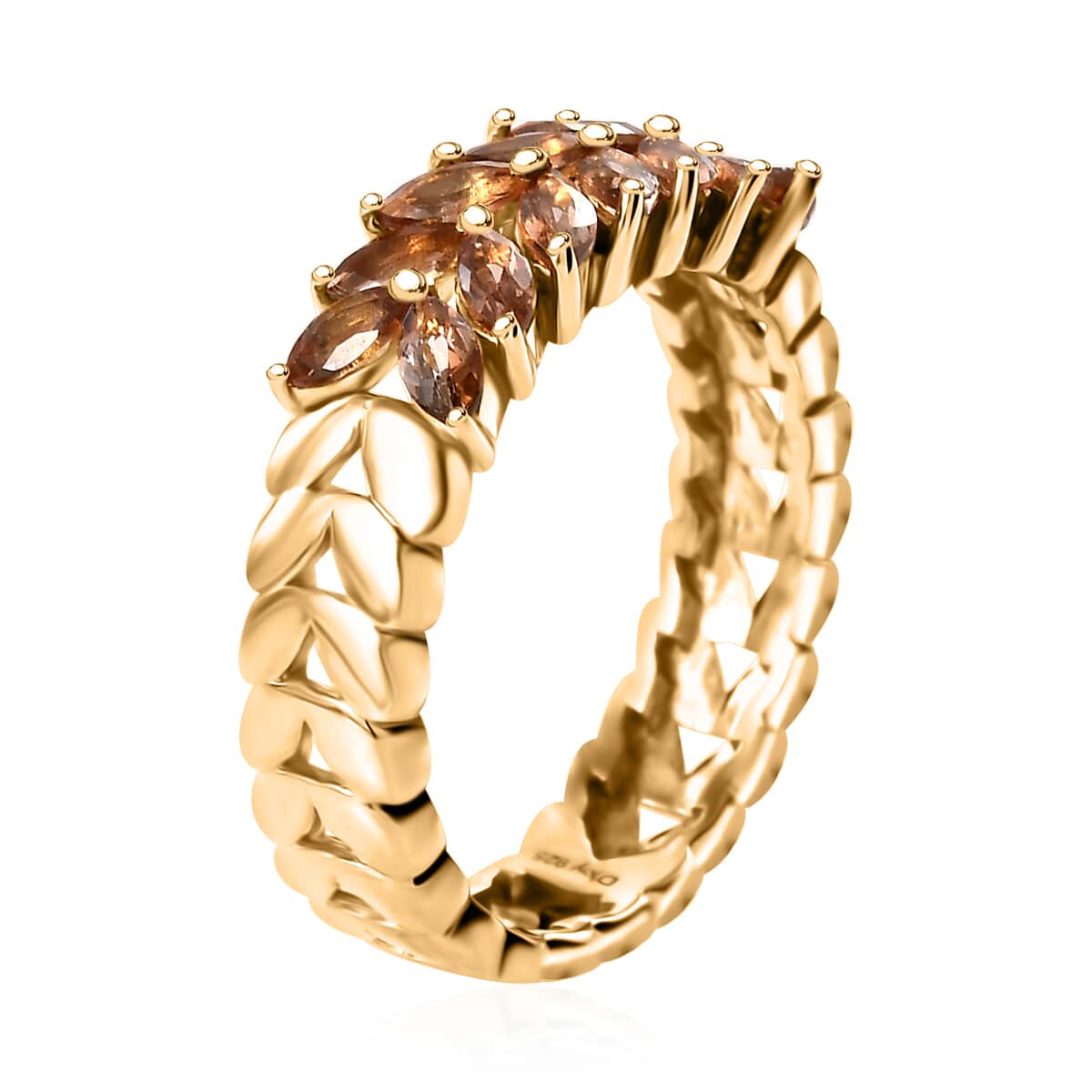 AAA Jenipapo Andalusite 1.00 ctw Fern Leaf Ring in 18K Vermeil Yellow Gold Over Sterling Silver (Size 10.0) image number 3