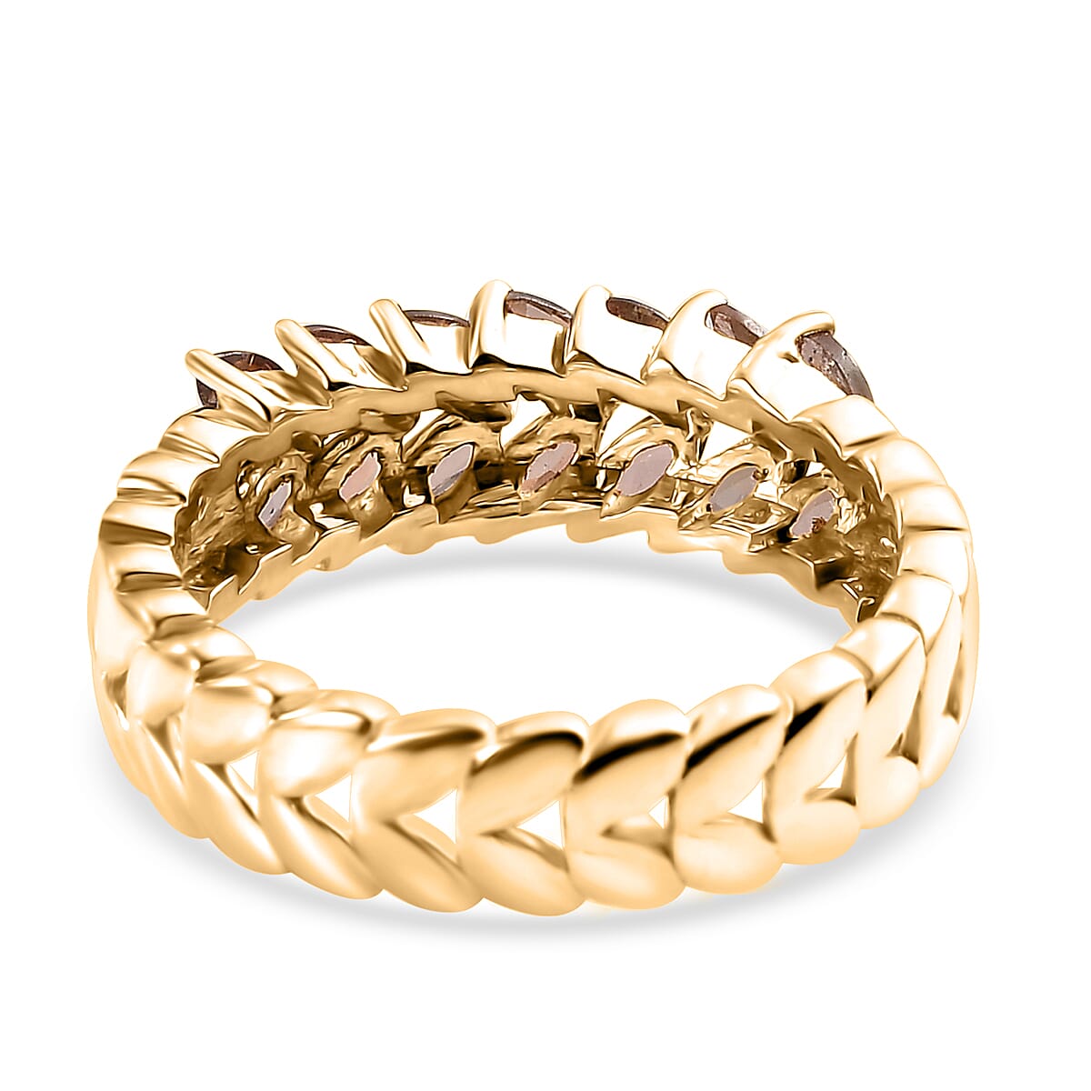 AAA Jenipapo Andalusite 1.00 ctw Fern Leaf Ring in 18K Vermeil Yellow Gold Over Sterling Silver (Size 10.0)