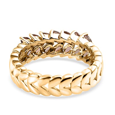 AAA Jenipapo Andalusite 1.00 ctw Fern Leaf Ring in 18K Vermeil Yellow Gold Over Sterling Silver (Size 10.0)