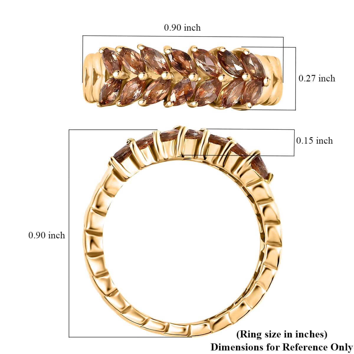 AAA Jenipapo Andalusite 1.00 ctw Fern Leaf Ring in 18K Vermeil Yellow Gold Over Sterling Silver (Size 10.0) image number 5