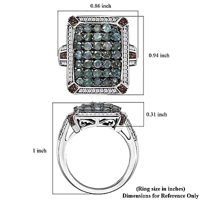 D'Joy Premium Narsipatnam Alexandrite, White and Coffee Zircon 2.00 ctw Art Deco Ring in Rhodium Over Sterling Silver (Size 10.0)