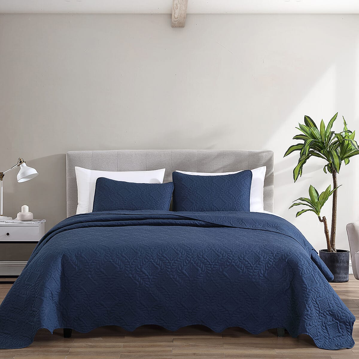 The Nesting Company Navy Ivy 3pcs Bedspread Set - Queen image number 1