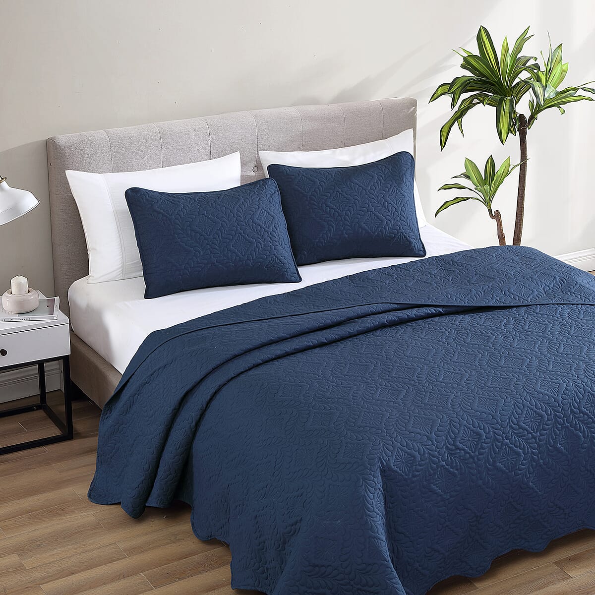 The Nesting Company Navy Ivy 3pcs Bedspread Set - Queen image number 2