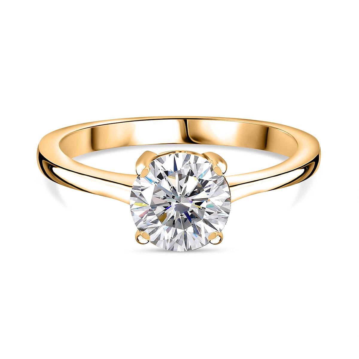 Moissanite 1.20 ctw Solitaire Ring in 14K Yellow Gold Over Sterling Silver (Size 9.0)