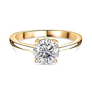 Moissanite 1.20 ctw Solitaire Ring in 14K Yellow Gold Over Sterling Silver (Size 9.0)