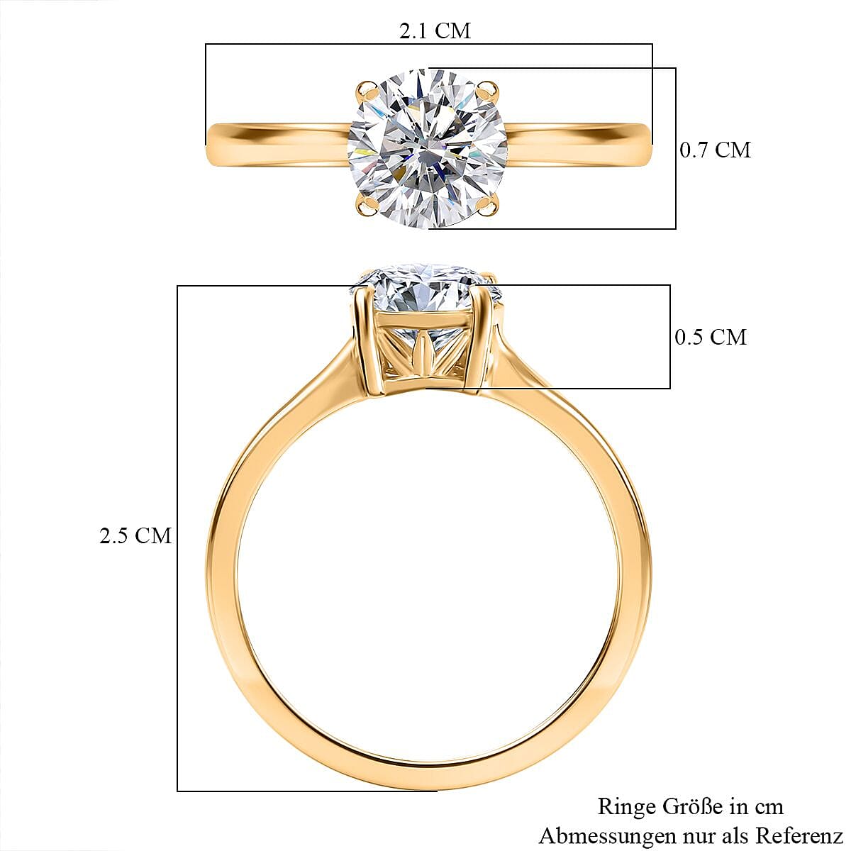 Moissanite 1.20 ctw Solitaire Ring in 14K Yellow Gold Over Sterling Silver (Size 9.0) image number 7