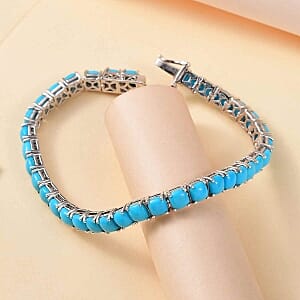 Premium Sleeping Beauty Turquoise 20.40 ctw Bracelet in Rhodium Over Sterling Silver (7.5 In) (13.93 g)