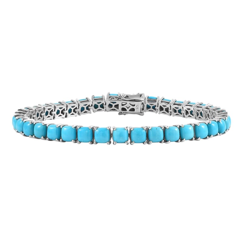Sleeping Beauty Turquoise 20.40 ctw Bracelet in Rhodium Over Sterling Silver (8.0 In)