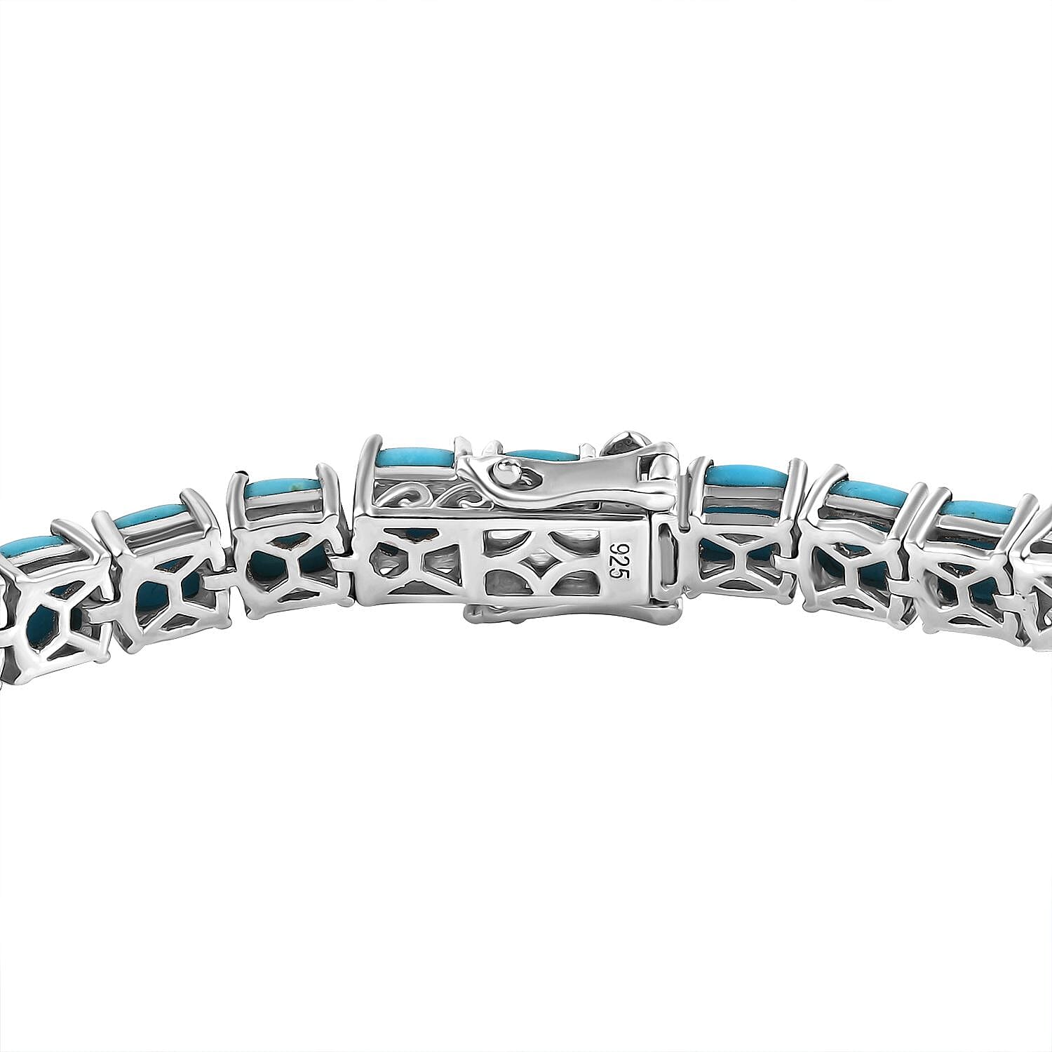 Sleeping Beauty Turquoise 20.40 ctw Bracelet in Rhodium Over Sterling Silver (8.0 In)