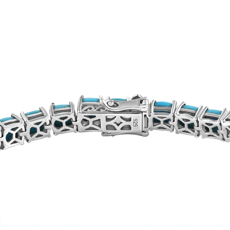 Sleeping Beauty Turquoise 20.40 ctw Bracelet in Rhodium Over Sterling Silver (8.0 In)